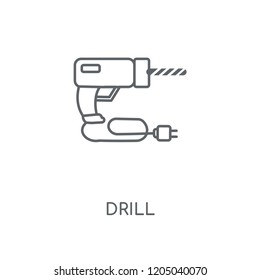 Drill linear icon. Drill concept stroke symbol design. Thin graphic elements vector illustration, outline pattern on a white background, eps 10.