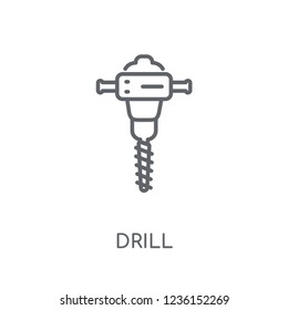 Drill linear icon. Modern outline Drill logo concept on white background from Construction collection. Suitable for use on web apps, mobile apps and print media.