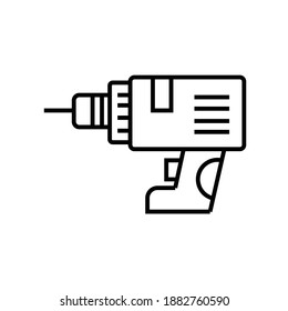 Drill Machine construction hardware tools line icon