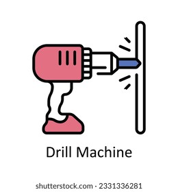 Drill Machine Filled Outline Icon Design illustration. Home Repair And Maintenance Symbol on White background EPS 10 File