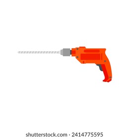 Drill machine flat design vector illustration isolated on white background. Construction tools, vector illustration for graphic design projects
