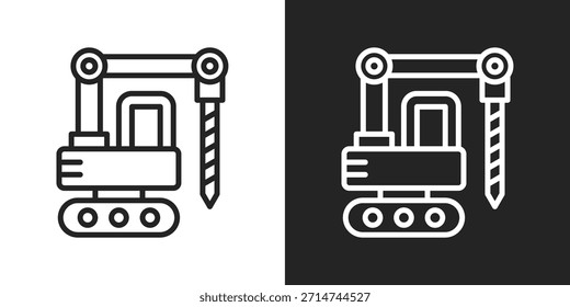 Icono De La Máquina De Taladro En Estilo De Línea En Blanco Y Negro