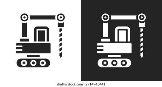 Icono De La Máquina De Taladro En Estilo Glifo Blanco Y Negro