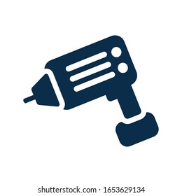 Drill machine icon, engineering equipment, deep blue