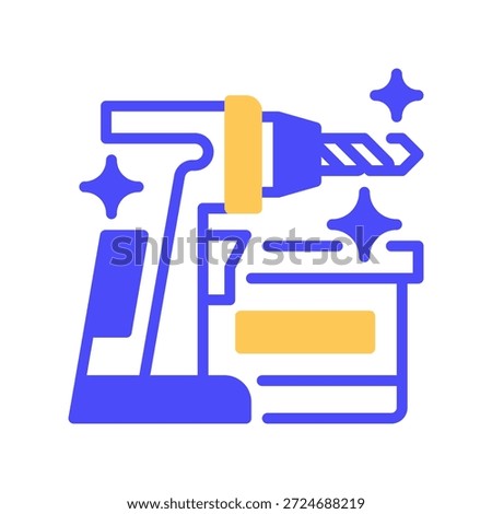 Drill Machine Line Icon, Outline Symbol for Construction Work, Industrial Boring, Workshop Tool, Handheld Equipment, and Hole Perforation. Vector Sign Icon.