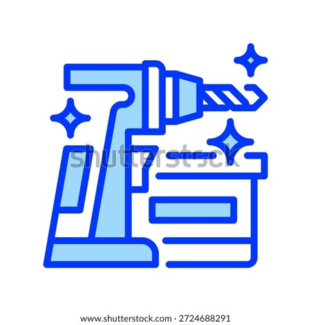 Drill Machine Line Icon, Outline Symbol for Construction Work, Industrial Boring, Workshop Tool, Handheld Equipment, and Hole Perforation. Vector Sign Icon.