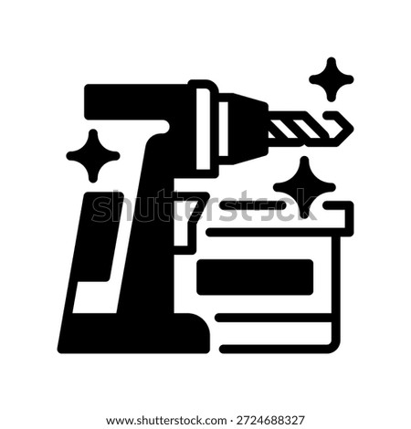 Drill Machine Line Icon, Outline Symbol for Construction Work, Industrial Boring, Workshop Tool, Handheld Equipment, and Hole Perforation. Vector Sign Icon.