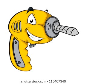 Drill Machine Mascot Vector