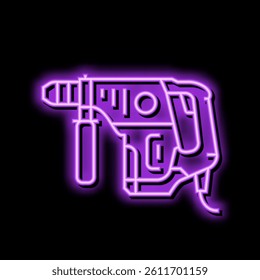 drill machine neon light sign vector. drill machine illustration