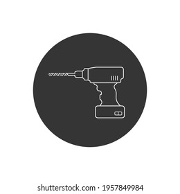 Drill machine solid line white icon. Element of drill machine icon for mobile concept and web apps. Thin solid drill machine icon can be used for web and mobile. Vector