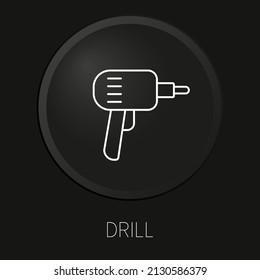 Drill minimale Vektorgrafik Symbol auf 3D-Schaltfläche einzeln auf schwarzem Hintergrund. Premium-Vektorgrafik.