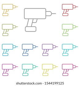 Drill multi color icon. Simple thin line, outline vector of construction tools icons for ui and ux, website or mobile application