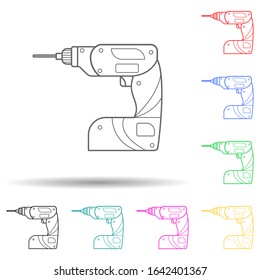 drill multi color style icon. Simple thin line, outline vector of home repair tool icons for ui and ux, website or mobile application