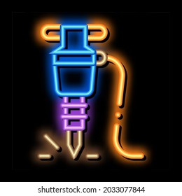 drill neon light sign vector. Glowing bright icon drill sign. transparent symbol illustration