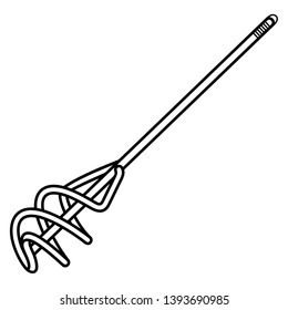 Drill paint mixer. Vector outline icon isolated on white background.