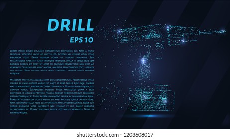 Drill of the particles. The drill consists of small circles and dots. Vector illustration.