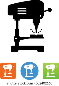 Drill Press With Bit And Sawdust Icon