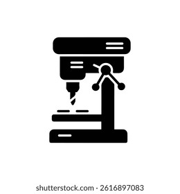 Drill Press Icon Flat Black Solid Outline Minimalist
