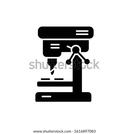 Drill Press Icon Flat Black Solid Outline Minimalist