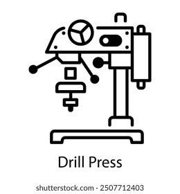Icono de prensa de taladro en estilo de contorno 