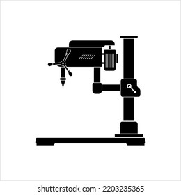 Drill Press Machine Icon, Power Drilling Milling Machine Vector Art Illustration