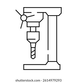 drill press tool work line icon vector. drill press tool work sign. isolated contour symbol black illustration