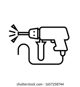 Drill process line icon, concept sign, outline vector illustration, linear symbol.