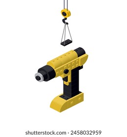 Drill production concept on white background. Vector illustration