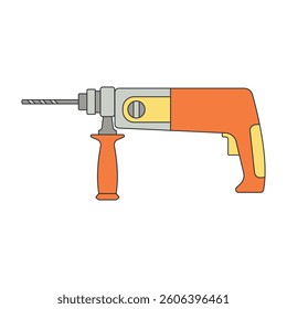 Drill punch color flat image vector illustration isolated white background construction tool