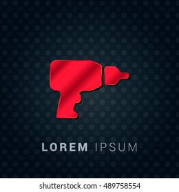 Drill Red chromium precious metallic 3D Icon / Logo Design