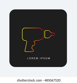 Drill Red & Orange gradient attractive line thin icon / logo design