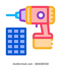 drill repair battery icon vector. drill repair battery sign. color contour symbol illustration