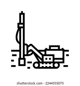 drill rig copper production line icon vector. drill rig copper production sign. isolated contour symbol black illustration