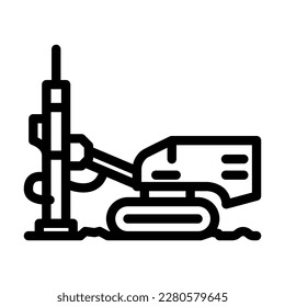 drill rig copper production line icon vector. drill rig copper production sign. isolated contour symbol black illustration