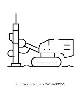 drill rig copper production line icon vector. drill rig copper production sign. isolated contour symbol black illustration