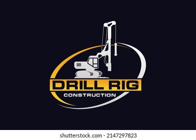 Drill Rig logo template vector. Heavy equipment logo vector for construction company. Creative Drill Rig illustration for logo.