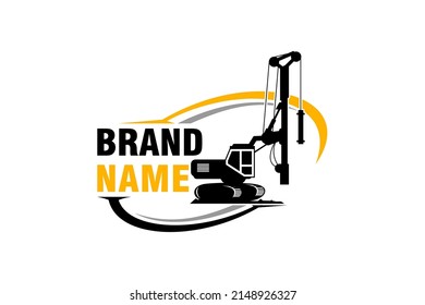 Drill Rig logo template vector. Heavy equipment logo vector for construction company. Creative Drill Rig illustration for logo.