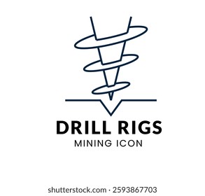 Drill Rigs line Icon Set . Mining Vehicle . Vector Illustration