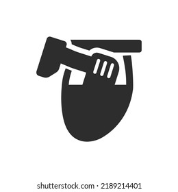 Icono de la bolsa de la manilla o del destornillador. Símbolo blanco y negro monocromo. Ilustración del vector