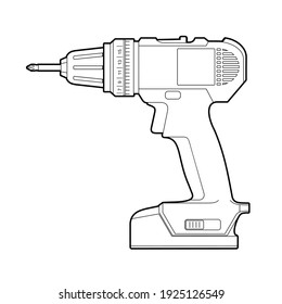 drill screwdriver hand tool. power tool vector illustration