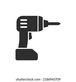 Drill, screwdriver icon. Monochrome black and white symbol. Vector illustration