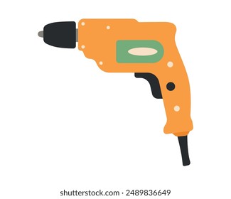 Bohrer oder Schraubendreher für Reparaturen. Professionelles Arbeitswerkzeug. Isolierte Vektorgrafik flache Illustration für Ihr Design