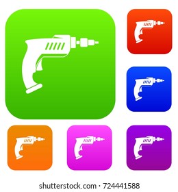 Drill set icon color in flat style isolated on white. Collection sings vector illustration