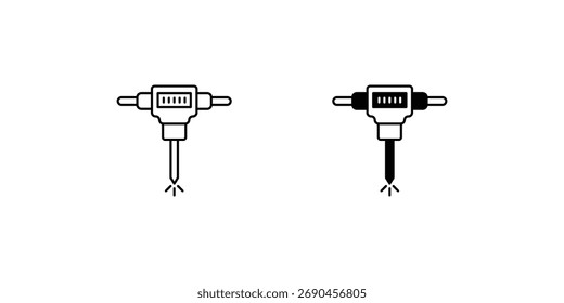 Icono de conjunto de taladro con fondo blanco Vector Ilustración de stock