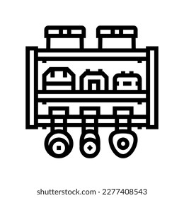 drill shelf garage tool line icon vector. drill shelf garage tool sign. isolated contour symbol black illustration
