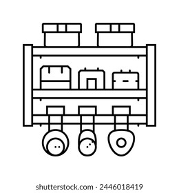 drill shelf garage tool line icon vector. drill shelf garage tool sign. isolated contour symbol black illustration