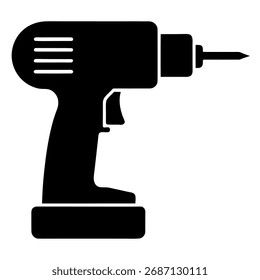 Vector del icono de la silueta del taladro en el fondo blanco 