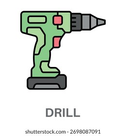 Drill Simples Estilo Plana Design Vetor
