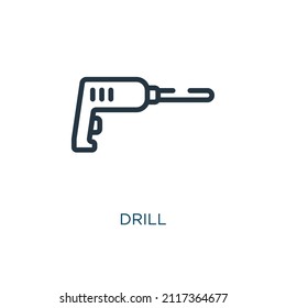 drill thin line icon.hammer,line linear icons isolated outline sign. Vector illustration symbol element for web design and apps.