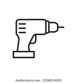 Drill thin line icons. Editable stroke and Perfect pixel on transparent background